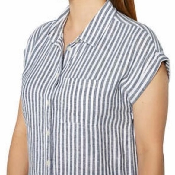 Orvis Ladies' Short Sleeve Linen Blend Shirt, Blue Stripe, XX-Large NWT - Picture 3 of 15